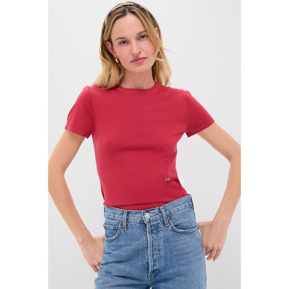 TUCKERNUCK Red Cashmere Silk Blend Katie Tee Size XL NWT Retail $148 Tuckernuck